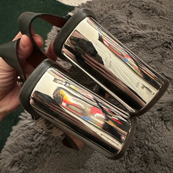 Rebecca Minkoff Black Gray Snake Print Slingback Heels - Picture 4 of 14